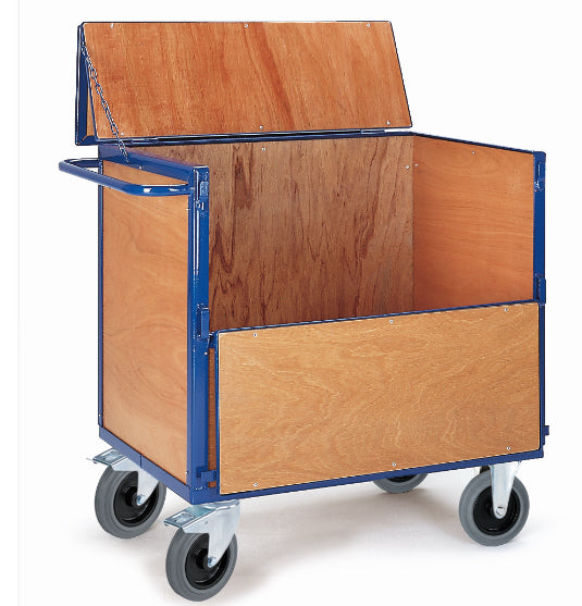 ROLLCART Holzkastenwagen mit Deckel, 600 kg Tragkraft, 056197 056198