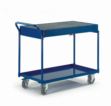 ROLLCART Werkstattwagen mit zwei Blechwannen und einem Gitterrost, 300 kg Tragkraft, 06-7157