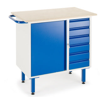 ROLLCART Kleine Werkbank, sechs Schubladen, ein Schrank, 400 kg Tragkraft, 07-4375