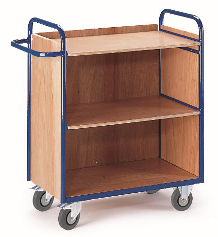 ROLLCART Etagenwagen drei Böden, drei Wände, 150 kg Tragkraft, 087331 087332