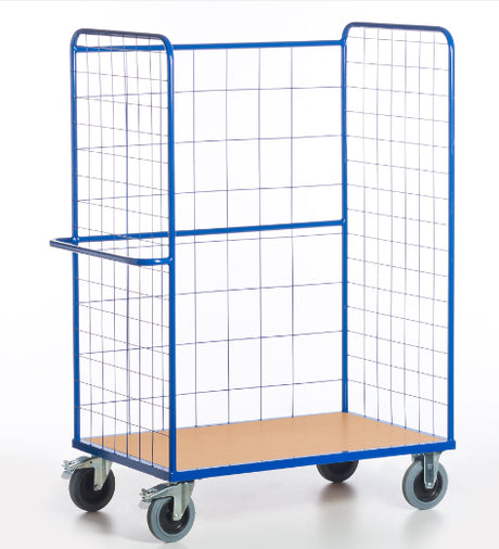 ROLLCART Hoher Etagenwagen mit drei Gitterwänden, 600 kg Tragkraft, 087627 087628