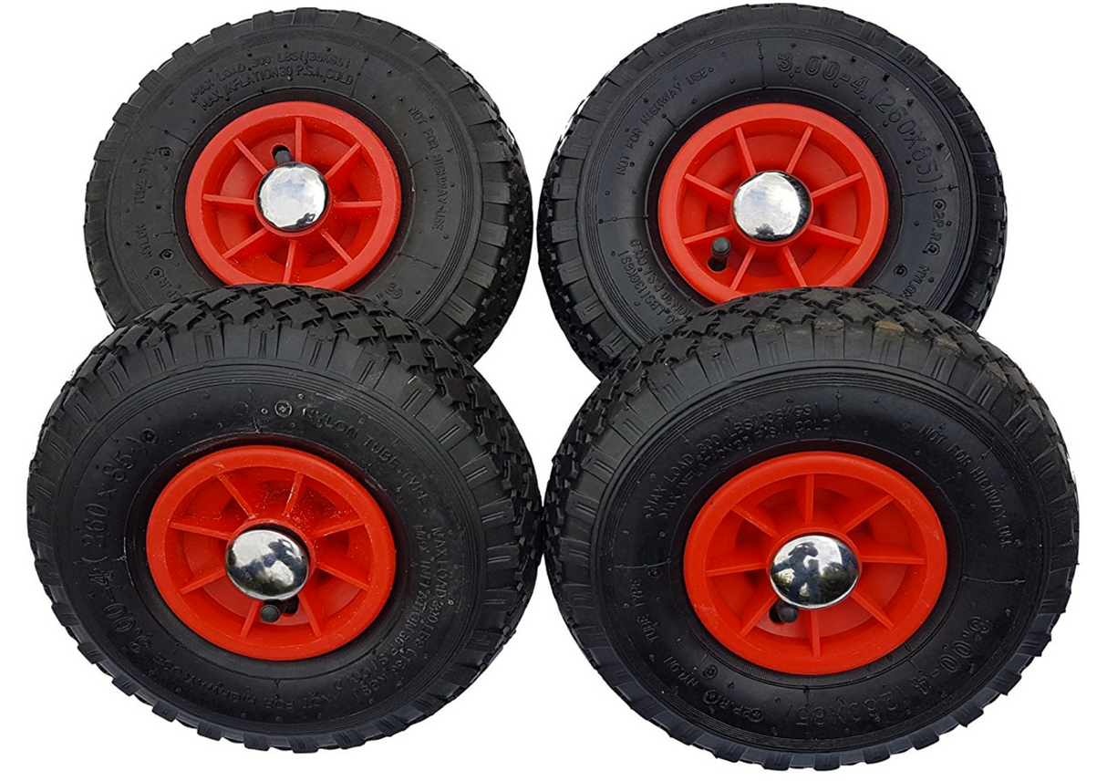 Frosal Ersatzrad Luftrad mit Radkappe Nabe 20mm / 75mm für Bollerwagen – Rad und Achsstopfen für Sac 4 Stück