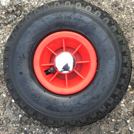 Frosal Ersatzrad Luftrad mit Radkappe Nabe 20mm / 75mm für Bollerwagen – Rad und Achsstopfen für Sac 1 Stück