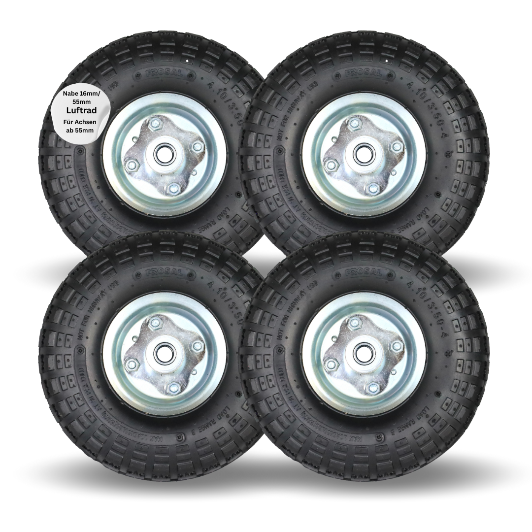 Frosal Ersatzrad Transportwagen 16 mm Achse Silber 4.10 / 3,50 - 4 4 Stück
