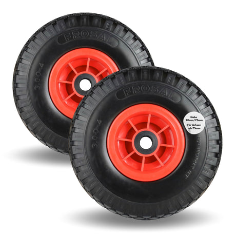 Frosal Ersatzrad - PU Rad Nabe 20mm/75mm für Bollerwagen oder Sackkarre pannensicher 2 Stück
