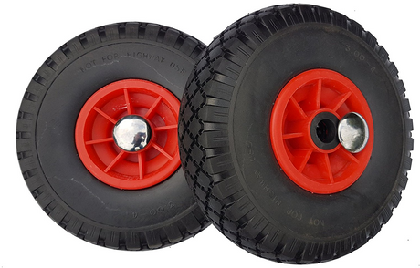 FROSAL Ersatzrad mit Achsstopfen - PU Rad Nabe 25mm/75mm für Bollerwagen oder Sackkarre pannensicher 2 Stück