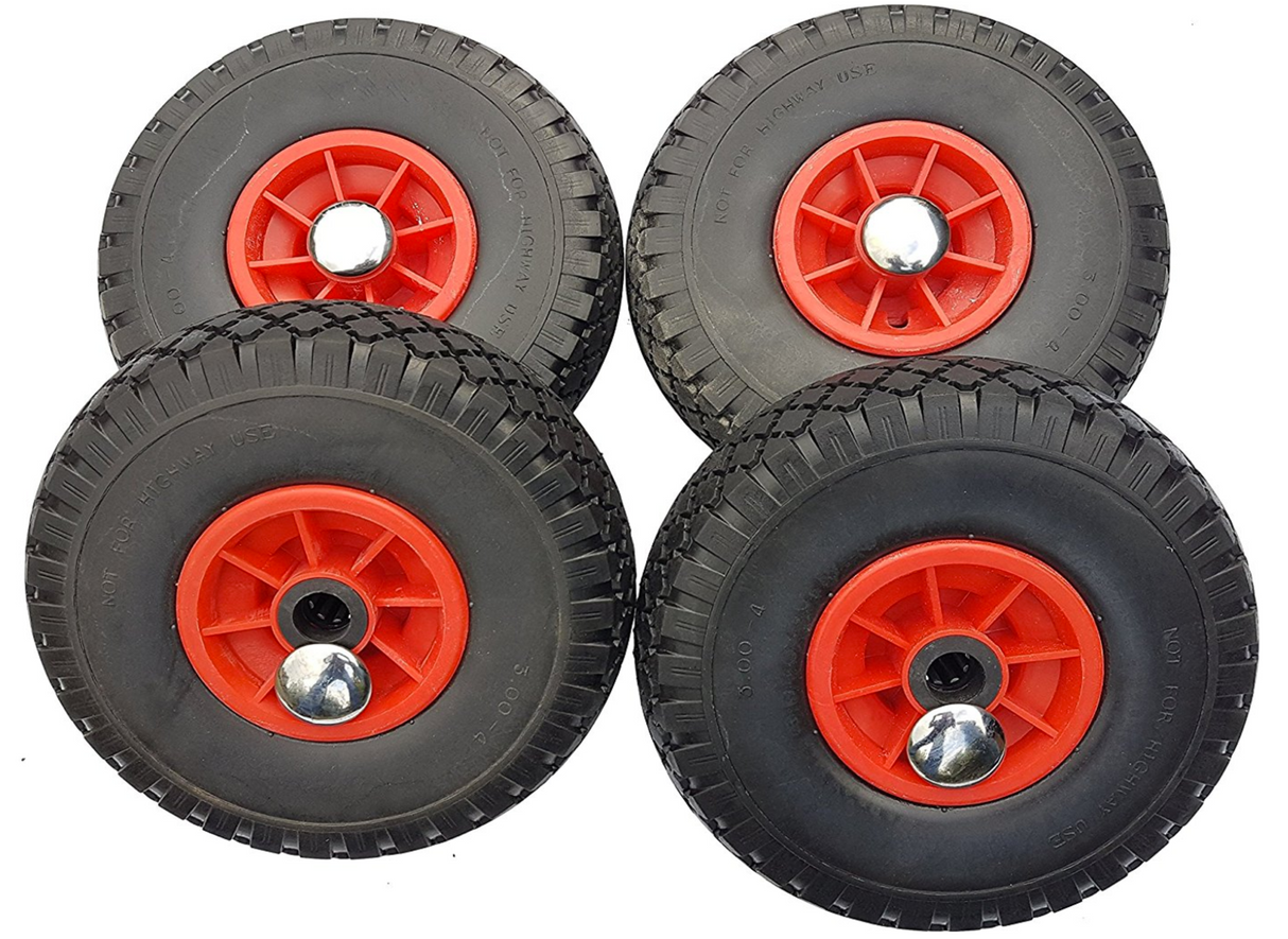 FROSAL Ersatzrad mit Achsstopfen - PU Rad Nabe 25mm/75mm für Bollerwagen oder Sackkarre pannensicher 4 Stück