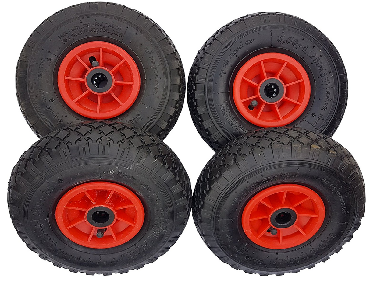 FROSAL Ersatzrad Nabe 25mm/75mm - Rad für Bollerwagen oder Sackkarre Luftrad 4 Stück