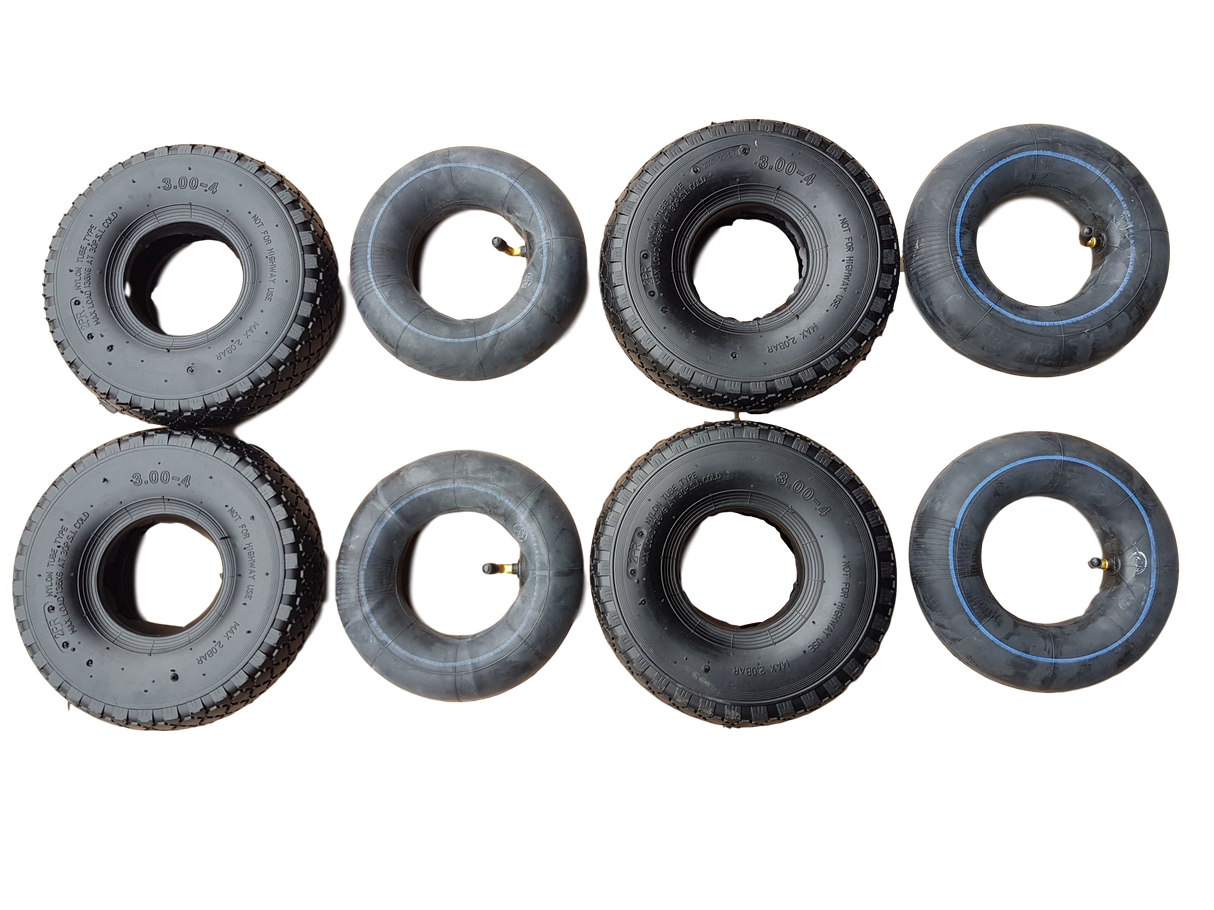 FROSAL Mantel Bollerwagen/Sackkarre 3.00-4 / + Schlauch 90 Grad 4er Set