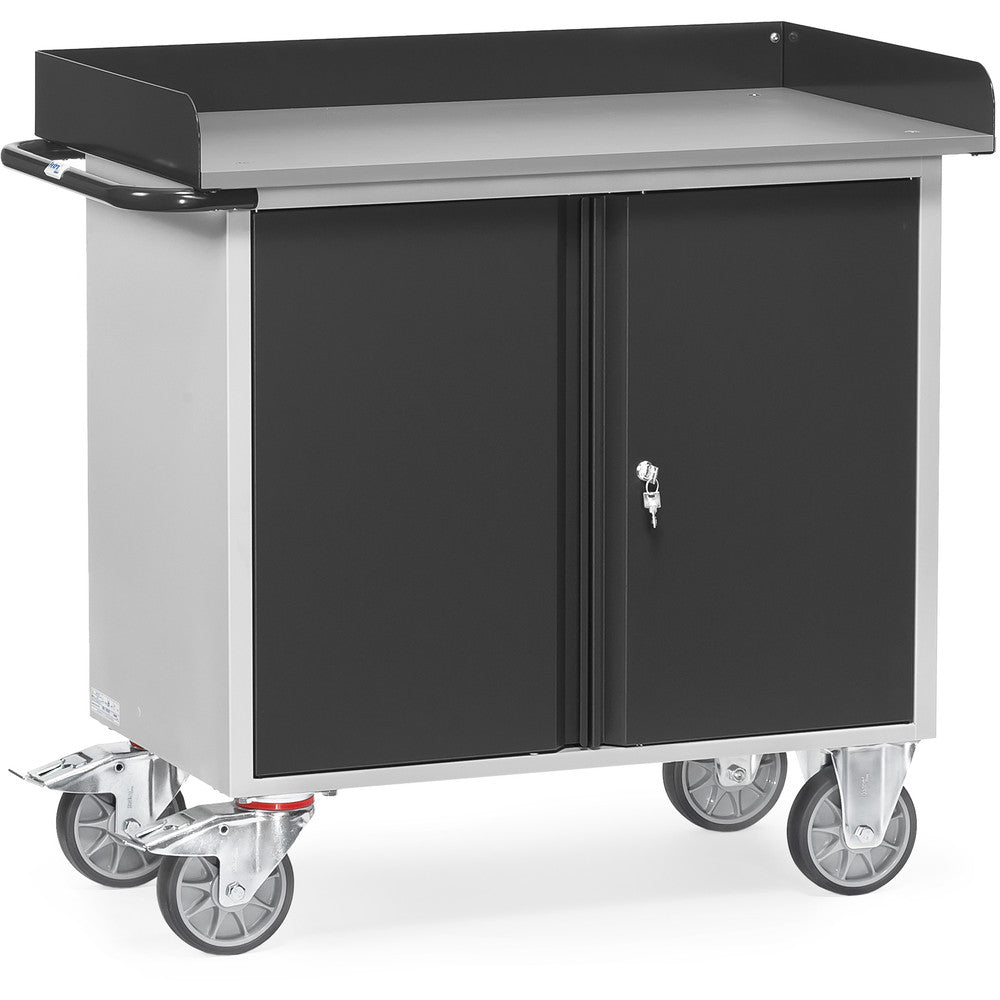 Fetra 12456 7016 Stahlblech-Werkstattwagen "GREY EDITION" mit zweitürigem Schrank, Abrollrand