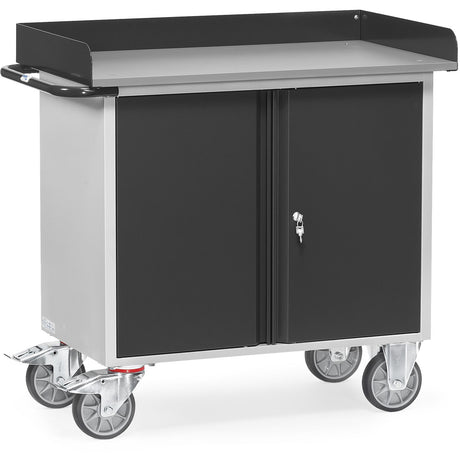 Fetra 12456 7016 Stahlblech-Werkstattwagen "GREY EDITION" mit zweitürigem Schrank, Abrollrand
