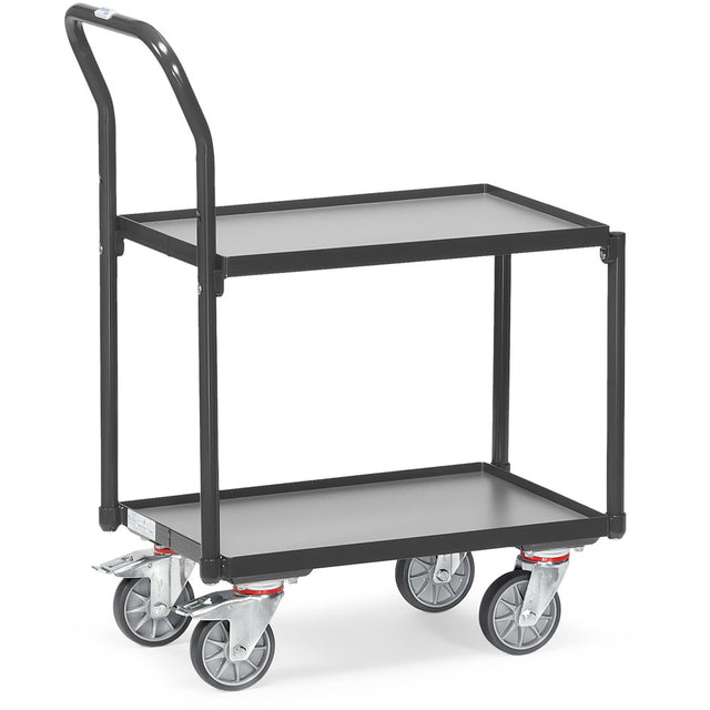 Fetra 135400 7016 Etagen-Roller "GREY EDITION" 250 kg, zwei Holzböden,, mit Rand, Rohrschiebebügel