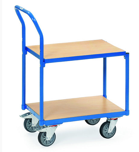 Fetra 135500 Etagen-Roller mit zwei Böden aus Holz, bündig im Rahmen und mit Rohrschiebebügel