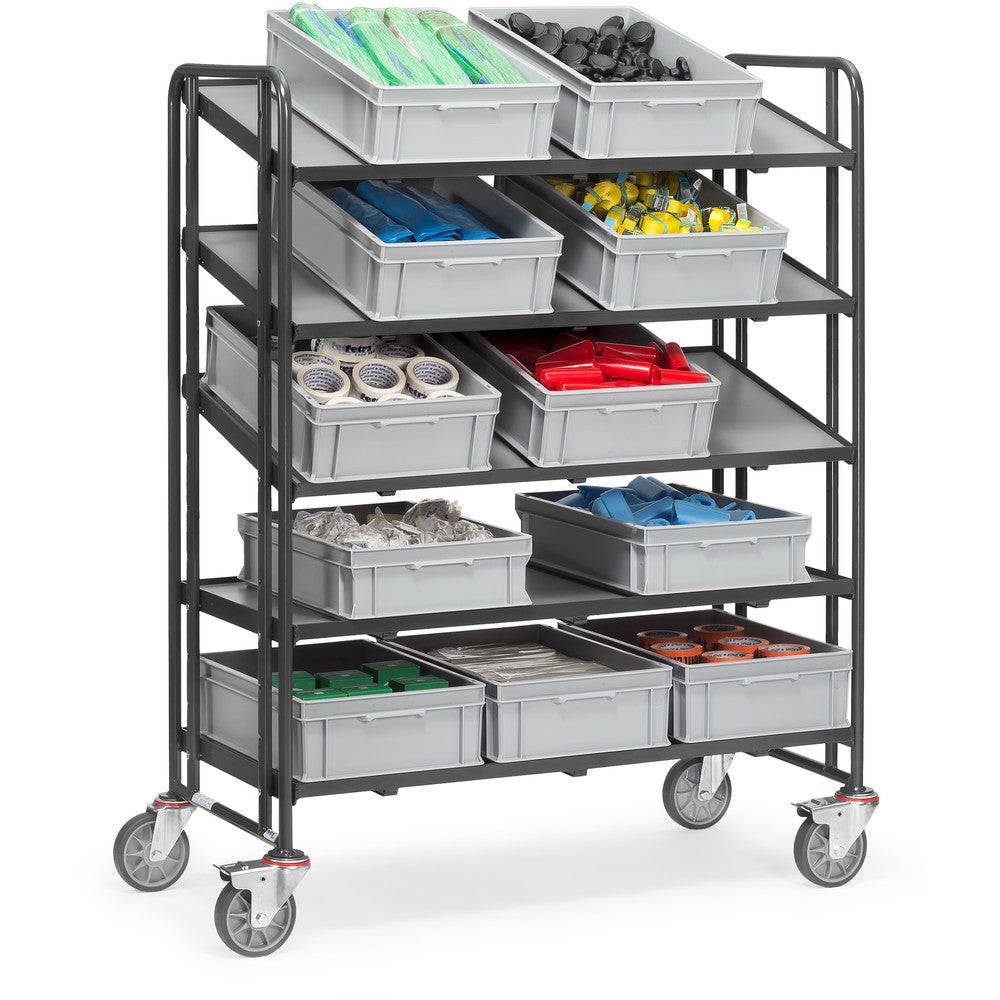 Fetra 1384 7016 Eurokastenwagen "GREY EDITION" 300 kg, mit fünf Etagenrahmen aus Holz, Rand