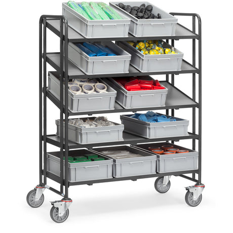 Fetra 1384 7016 Eurokastenwagen "GREY EDITION" 300 kg, mit fünf Etagenrahmen aus Holz, Rand