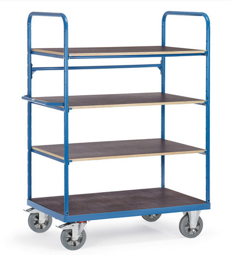 Fetra 18302/18303 Hoher, schwerer Etagenwagen mit vier Böden aus Holz