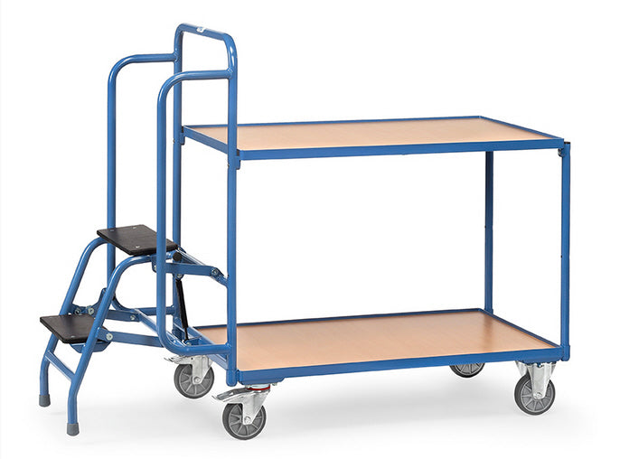 Fetra 2105 Kommissionierwagen mit Trittstufen, zwei Ladeflächen, niedrige Ausführung