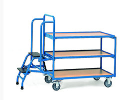 Fetra 2106 Kommissionierwagen mit Trittstufen, drei Ladeflächen, niedrige Ausführung