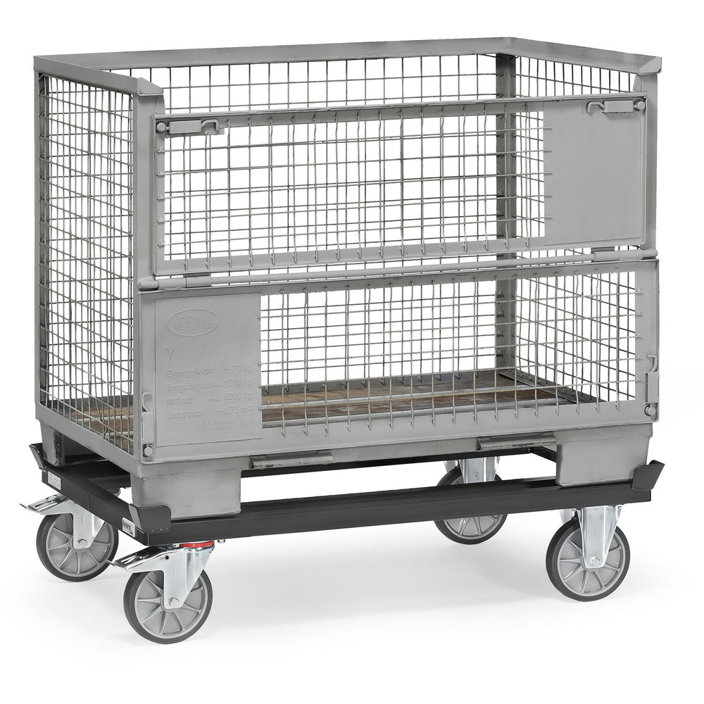 Fetra 22801 7016 Paletten-Fahrgestell "GREY EDITION" 750 kg, für Flachpaletten und Gitterboxen, TPE