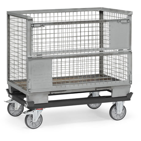 Fetra 22801 7016 Paletten-Fahrgestell "GREY EDITION" 750 kg, für Flachpaletten und Gitterboxen, TPE