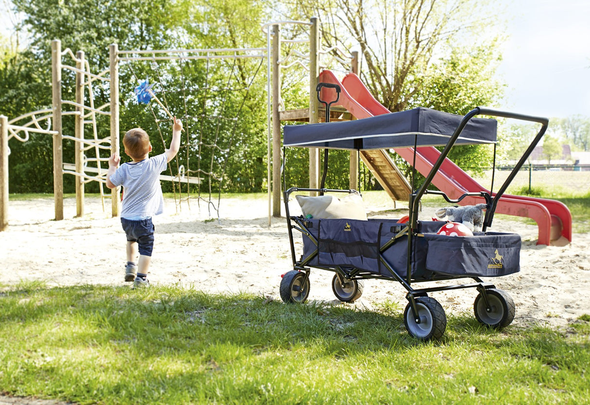 Bollerwagen klappbar Paxi dlx Comfort mit Bremse, marineblau