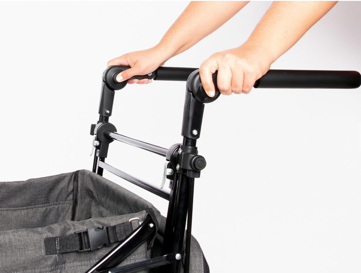 Pinolino faltbarer Bollerwagen 'AddPlus' mit Bremse, Sonnendach - grau meliert