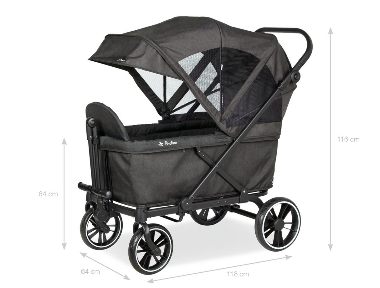 Pinolino faltbarer Bollerwagen 'Cruiser' mit Bremse, Sonnendach - anthrazit