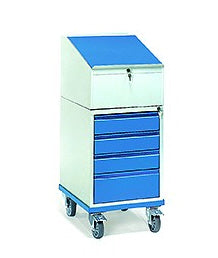 Fetra 2449 Rollpult mit Schreibpult-Aufsatz aus Stahlblech und Schubladen