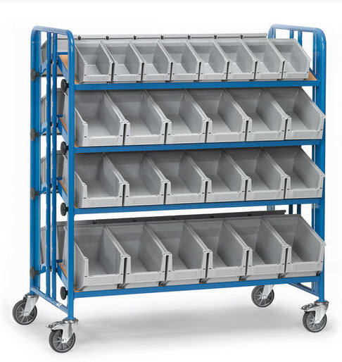 Fetra 2892 Montagewagen mit drei neigbaren Böden aus Holz und Kästen