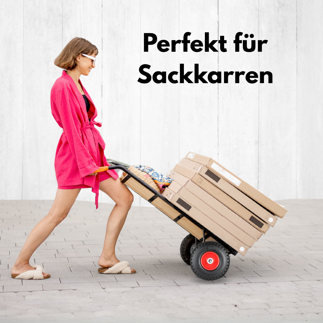 FROSAL pannensichere Ersatzräder 260×80 mm für Bollerwagen & Sackkarre | PU Rad auf Stahlfelge | Achse Ø20×75 mm | Räder Transportkarre pannensicher