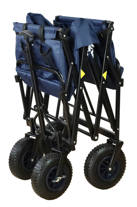 FROSAL Bollerwagen Nick blau faltbar mit Luftreifen Bremse und Dach