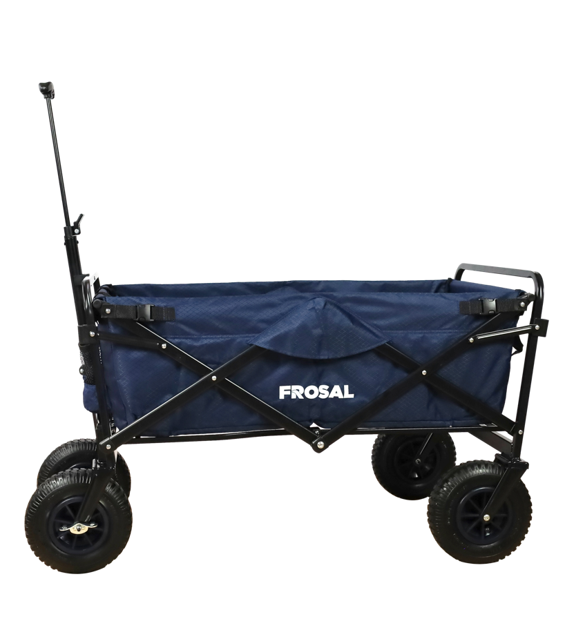 FROSAL Bollerwagen Nick blau faltbar mit Luftreifen Bremse und Dach