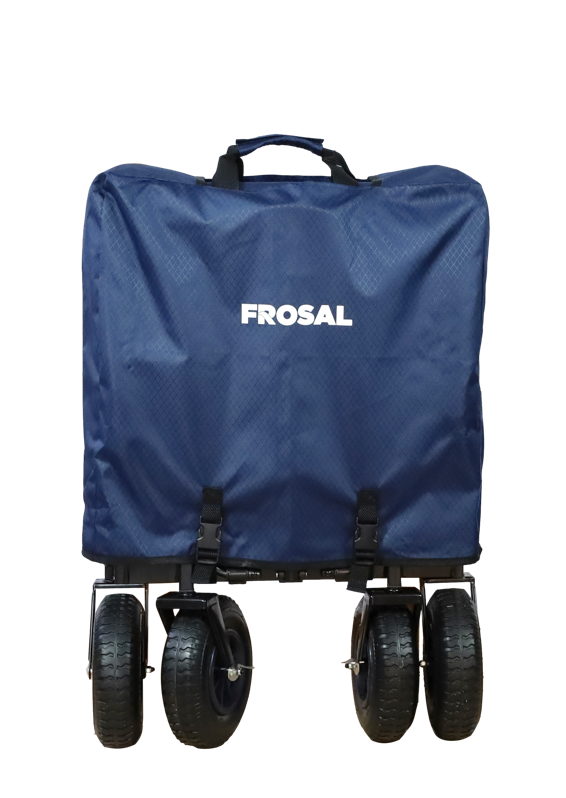 FROSAL Bollerwagen Nick blau faltbar mit Luftreifen Bremse und Dach
