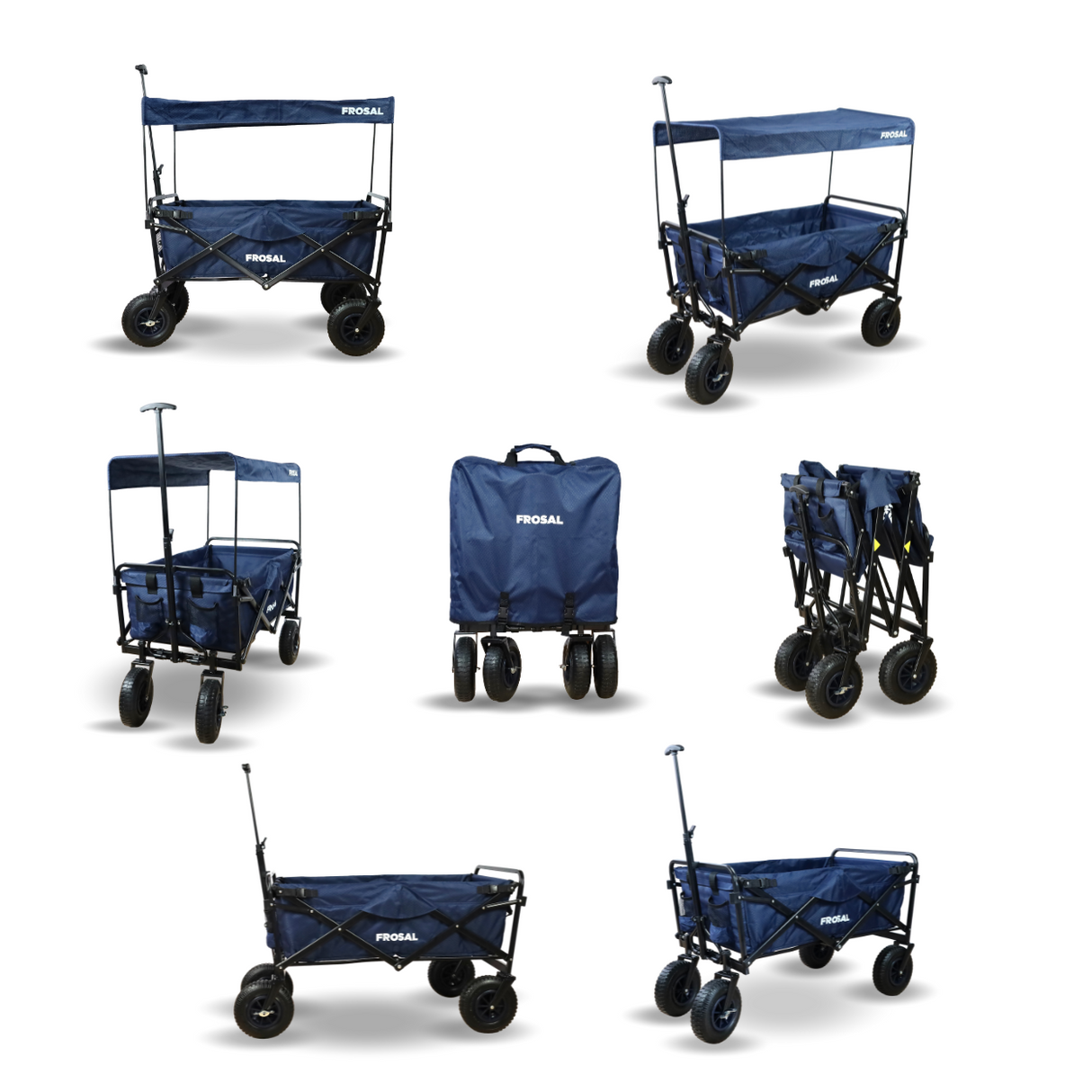 Bollerwagen Frosal Nick blau inkl. Regenverdeck und Insektenschutz