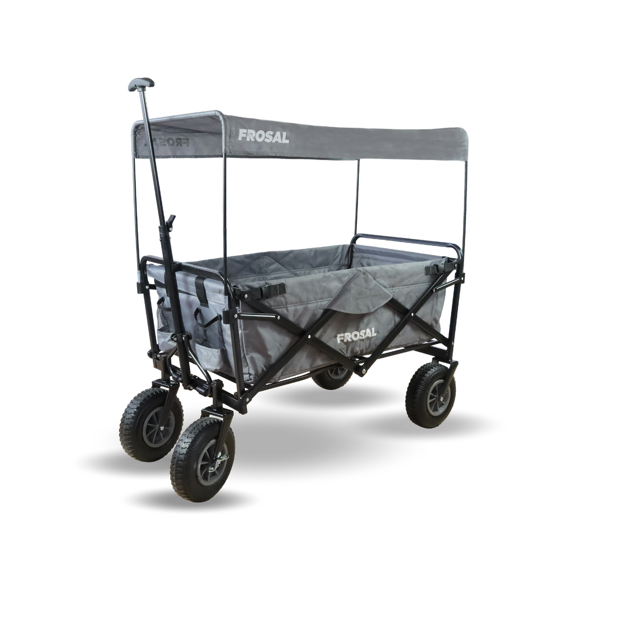 FROSAL Bollerwagen Nick grau faltbar mit Luftreifen Bremse & Dach