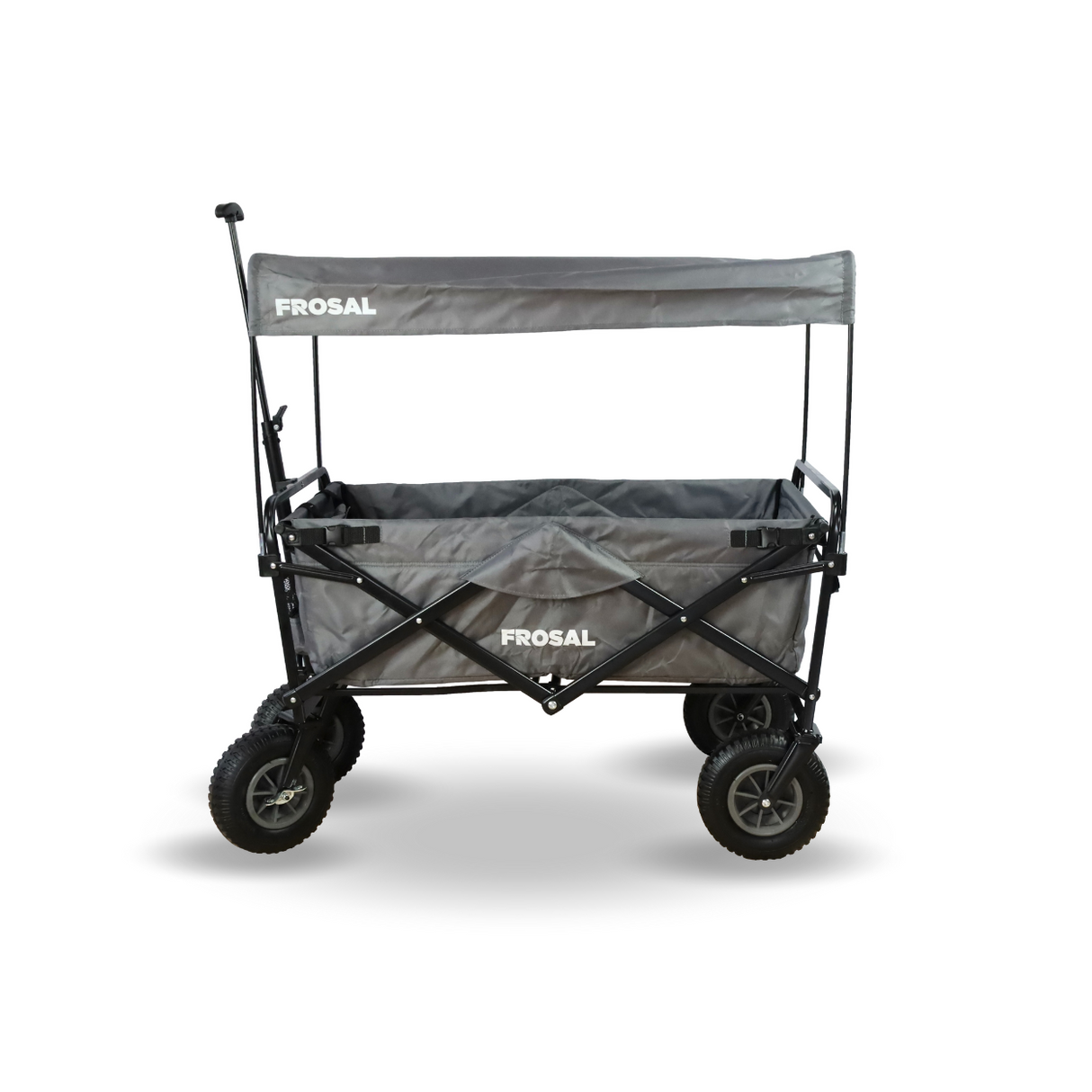 FROSAL Bollerwagen Nick grau faltbar mit Luftreifen Bremse & Dach