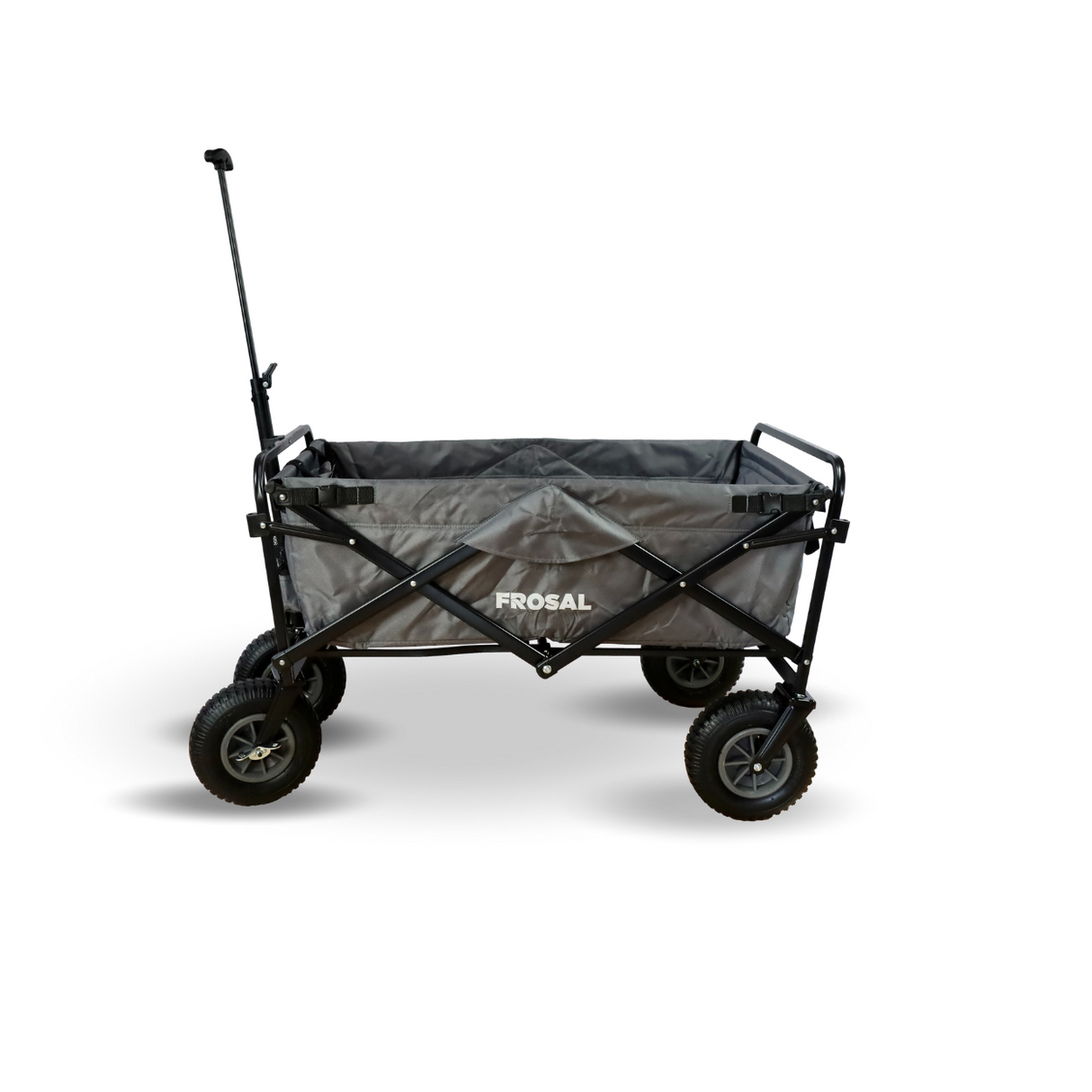 FROSAL Bollerwagen Nick grau faltbar mit Luftreifen Bremse & Dach