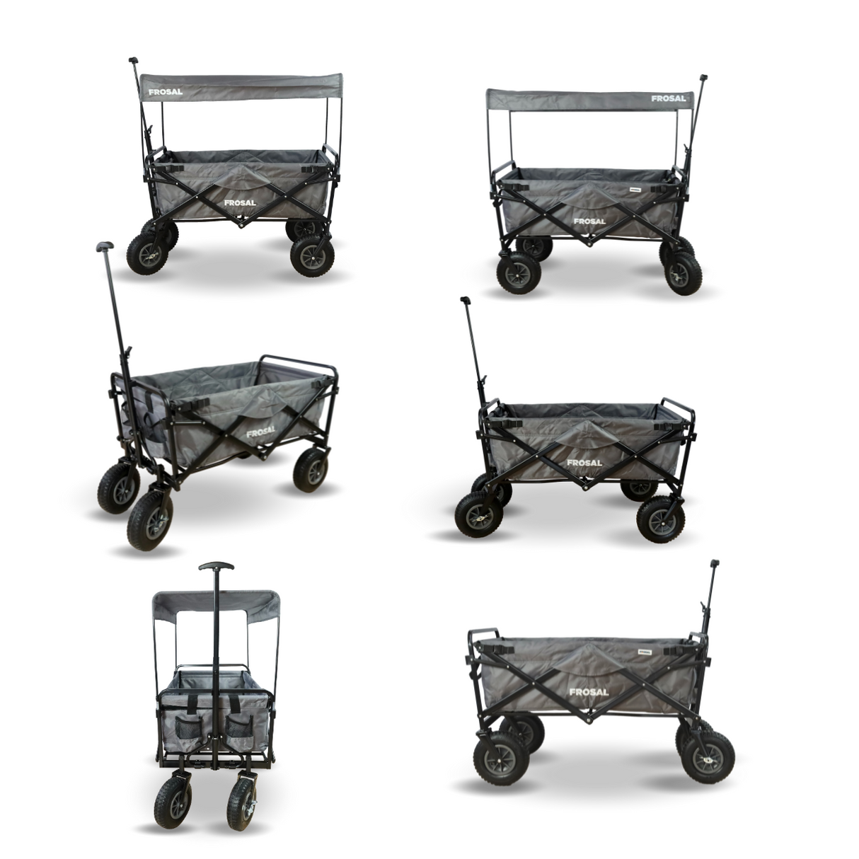 Bollerwagen Frosal Nick grau inkl. Regenverdeck und Insektenschutz