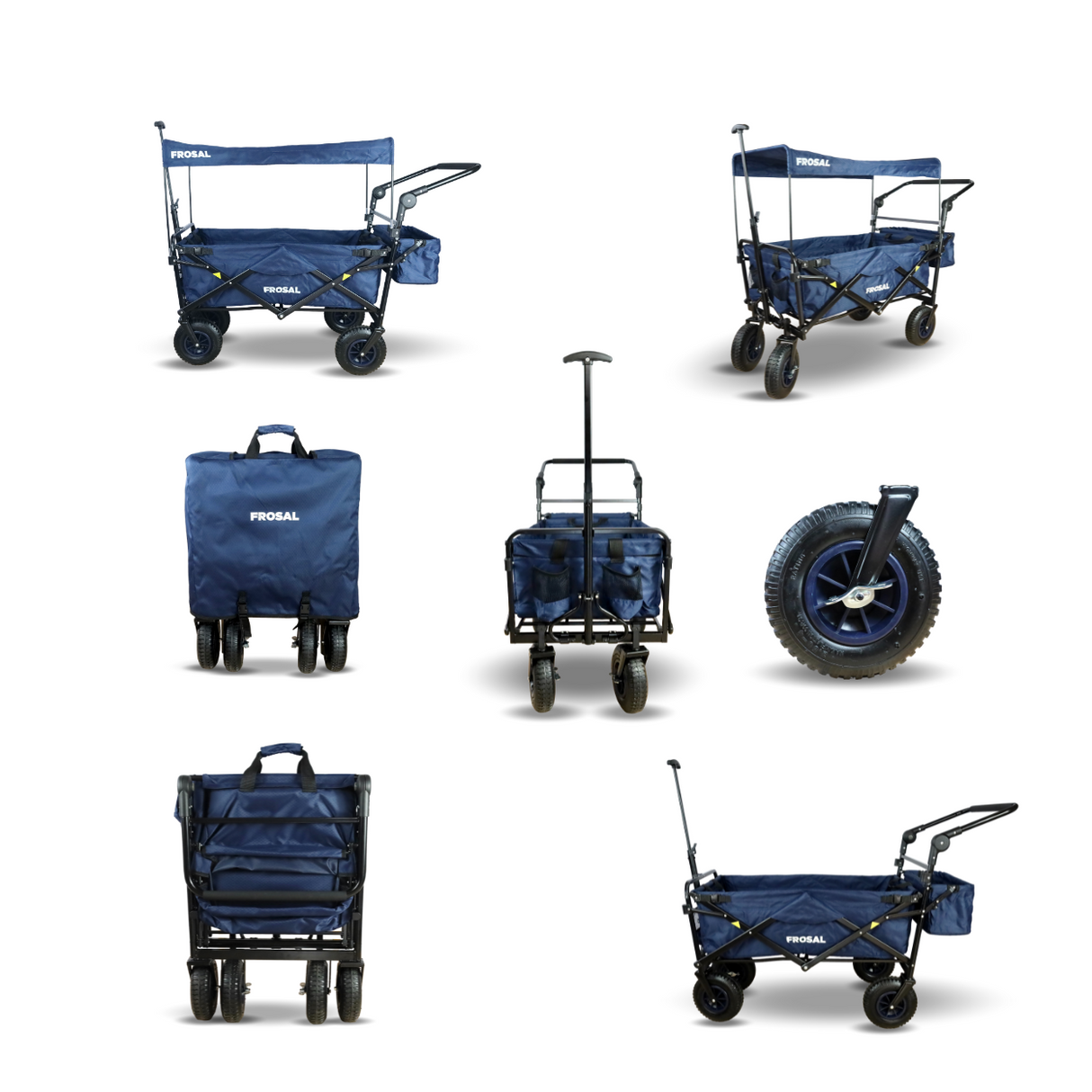 FROSAL Bollerwagen Nick PRO blau inkl. Regenverdeck und Insektenschutz