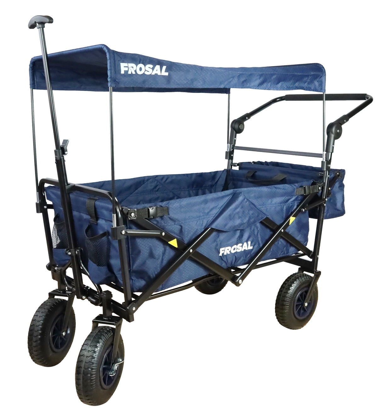 FROSAL Bollerwagen Nick PRO blau faltbar mit Schiebegriff Dach & Bremse