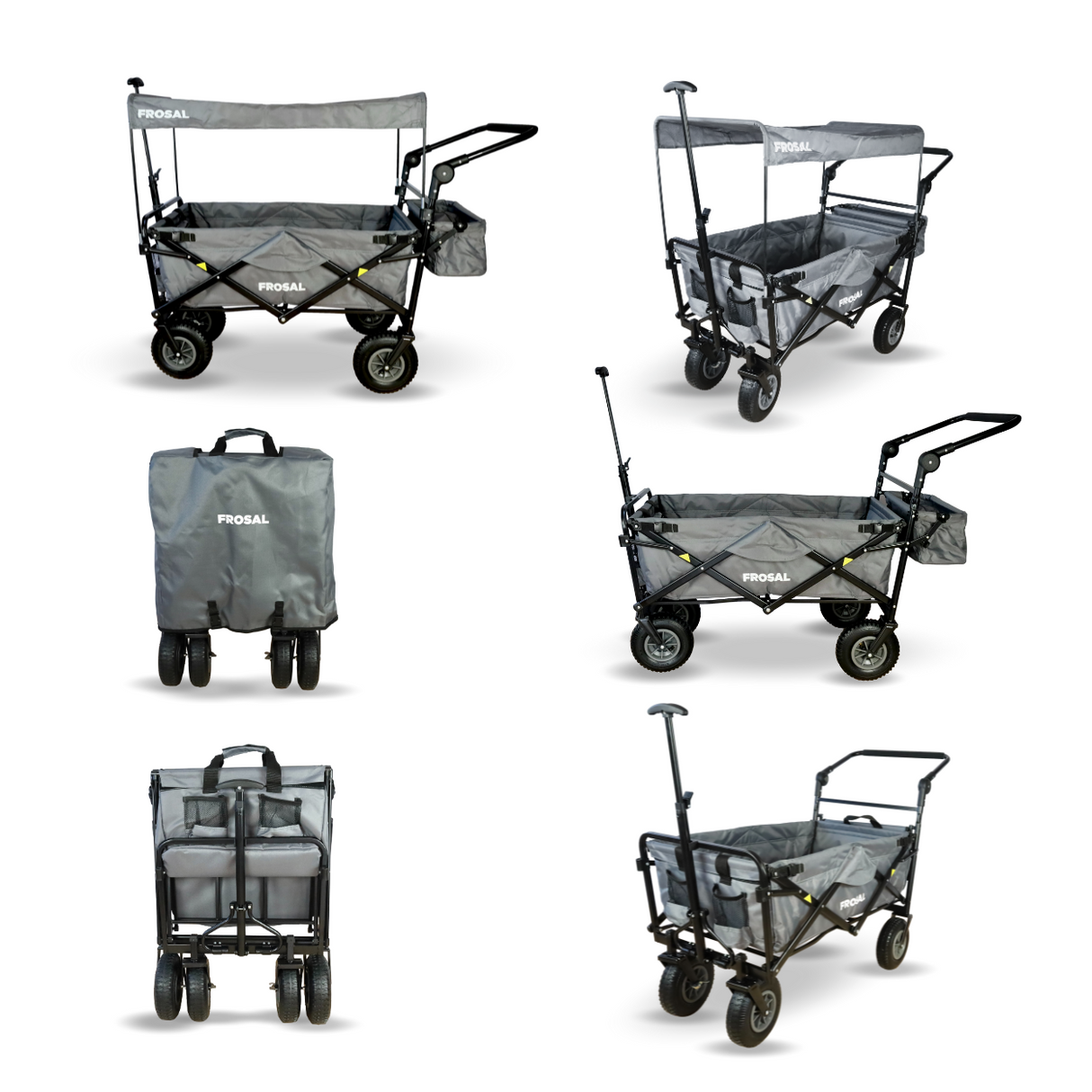 FROSAL Bollerwagen Nick PRO grau inkl. Regenverdeck und Insektenschutz