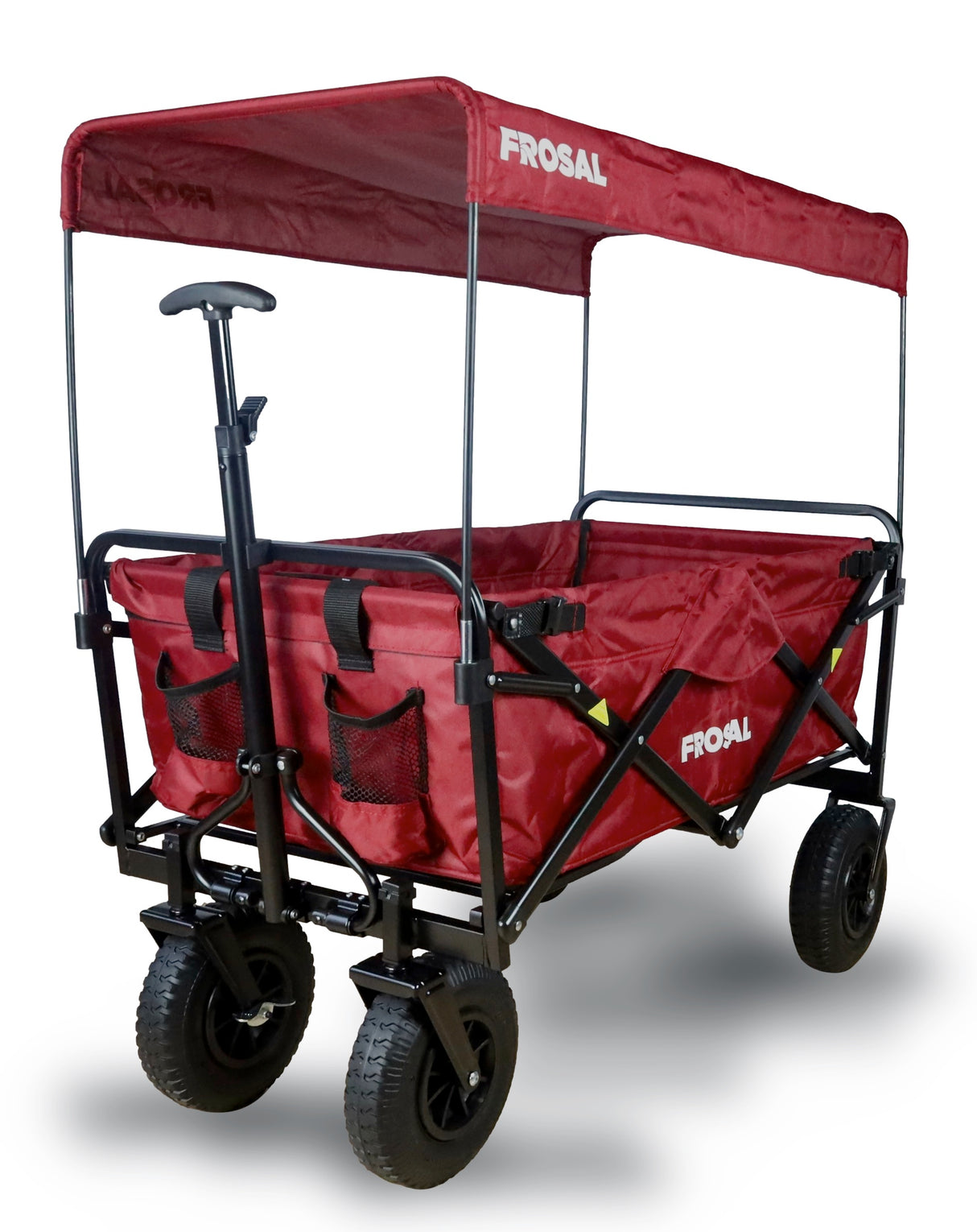 FROSAL Bollerwagen Nick faltbar mit Luftreifen Bremse & Dach rot