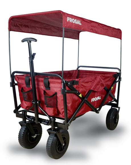 FROSAL Bollerwagen Nick faltbar mit Luftreifen Bremse & Dach rot