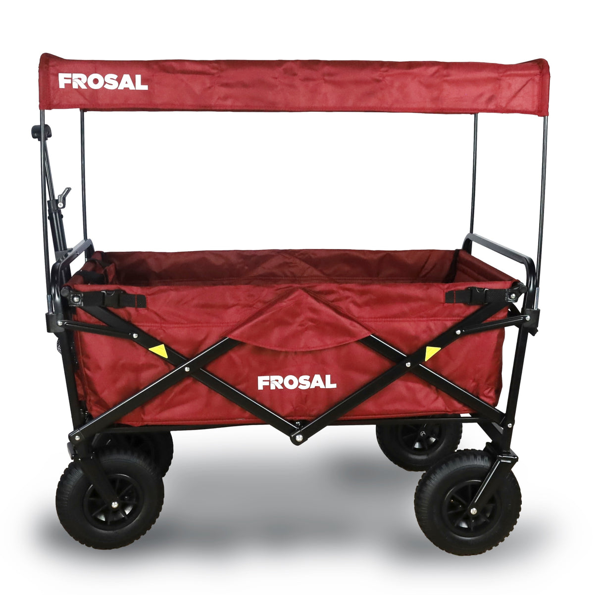 FROSAL Bollerwagen Nick faltbar mit Luftreifen Bremse & Dach rot