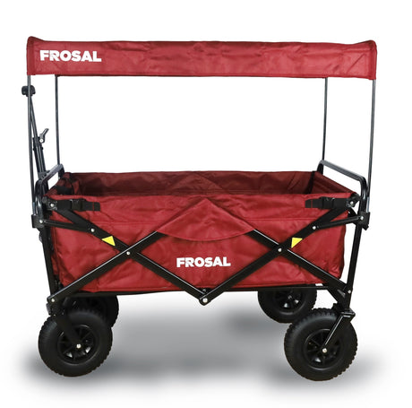 FROSAL Bollerwagen Nick faltbar mit Luftreifen Bremse & Dach rot