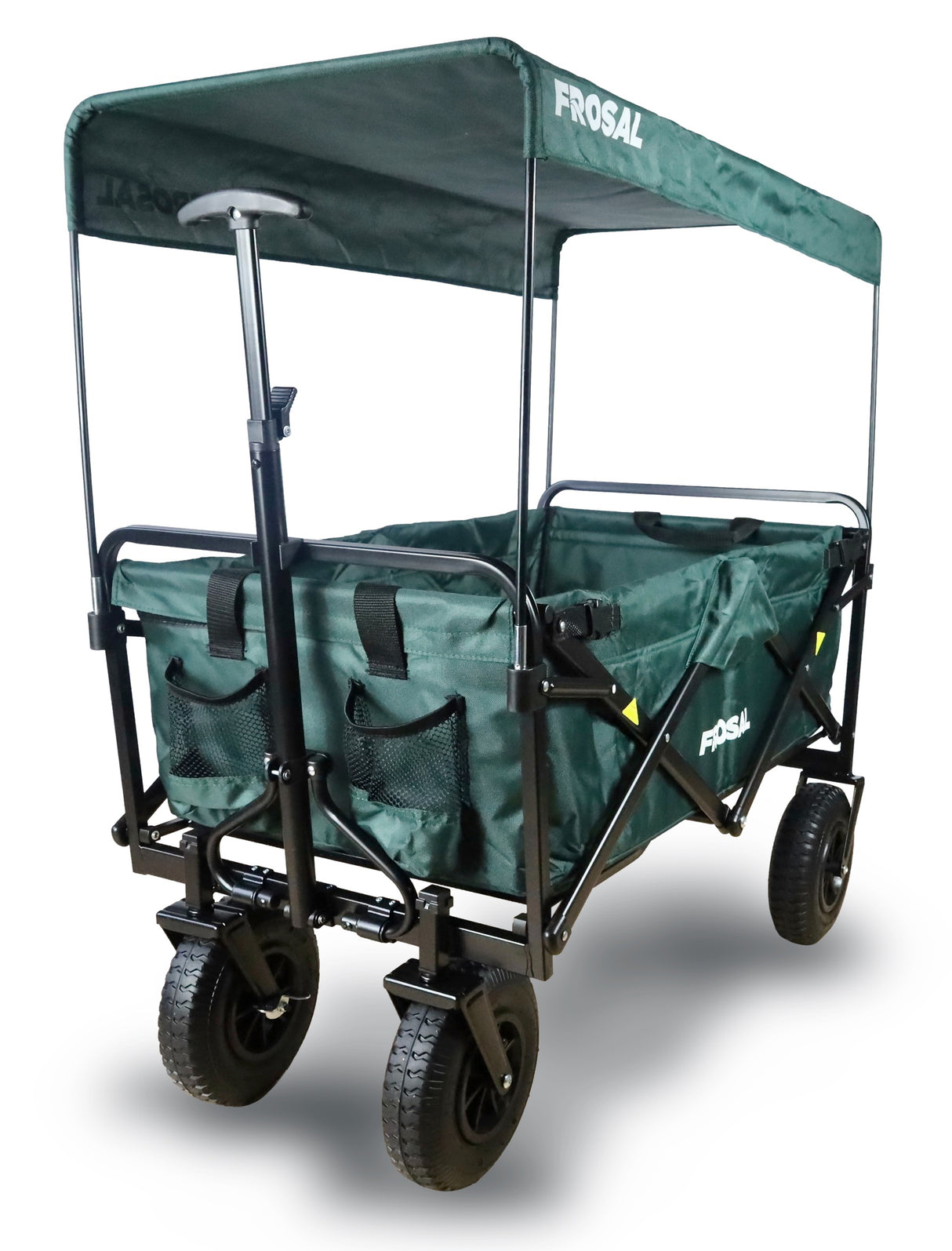 FROSAL Bollerwagen Nick faltbar mit Luftreifen Bremse & Dach grün