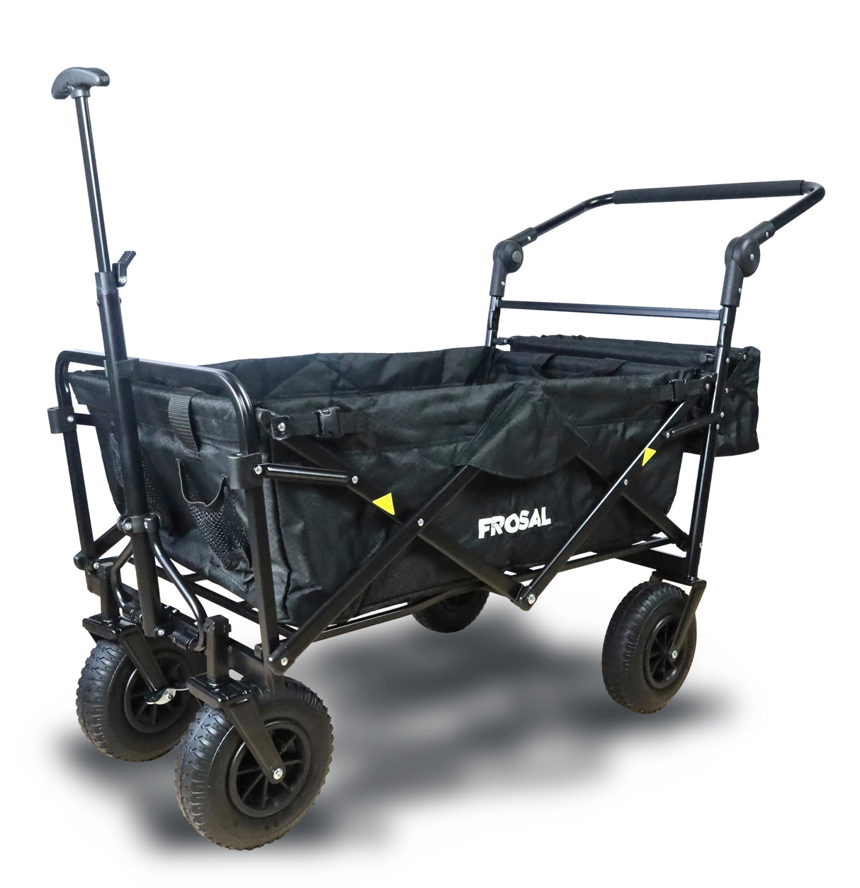 FROSAL Bollerwagen Nick PRO schwarz faltbar mit Schiebegriff Dach & Bremse