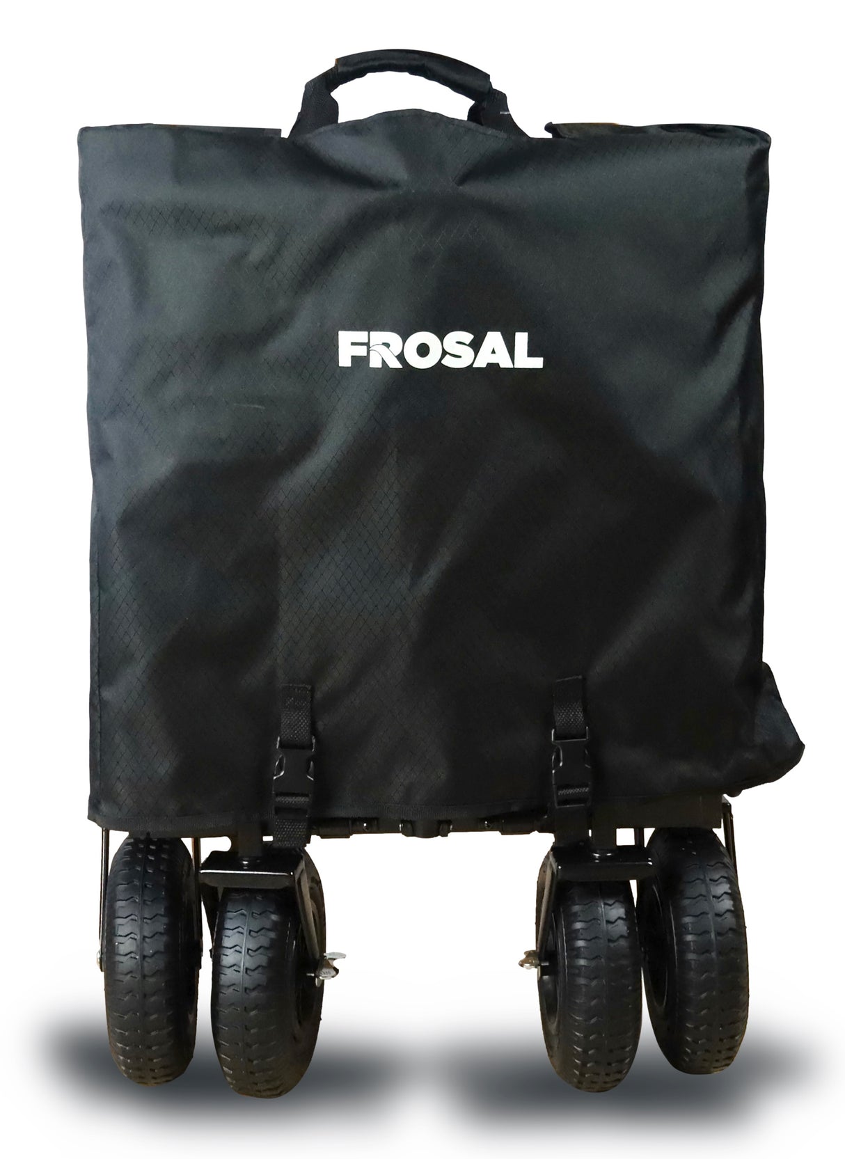 FROSAL Bollerwagen Nick PRO schwarz faltbar mit Schiebegriff Dach & Bremse