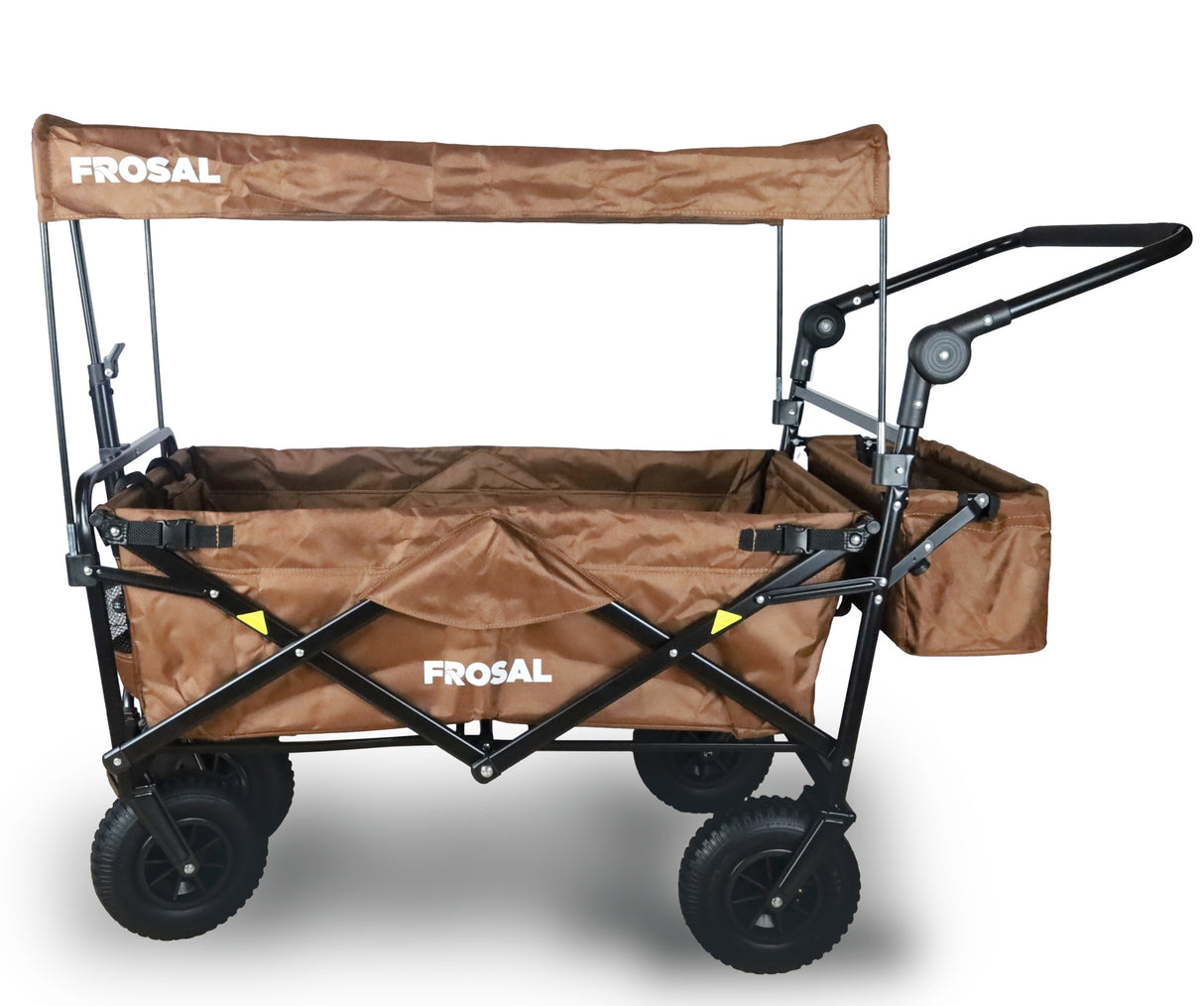 FROSAL Bollerwagen Nick PRO braun faltbar mit Schiebegriff Dach & Bremse