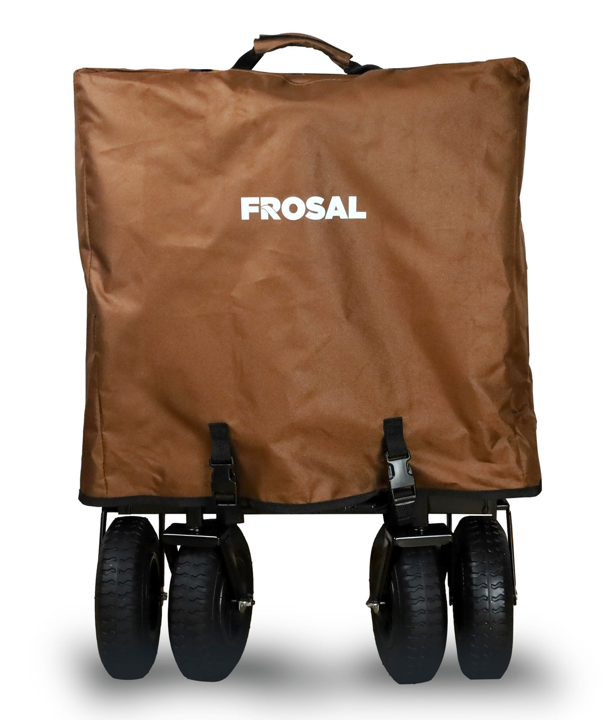 FROSAL Bollerwagen Nick PRO braun faltbar mit Schiebegriff Dach & Bremse